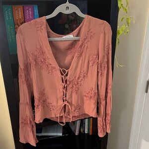 Lace-Up Long-Sleeve Women’s Top